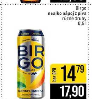 Birgo nealko nápoj z piva různé druhy 0.5l