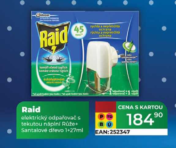 Raid elektrický odpařovač s tekutou náplní Růže+ Santalové dřevo 1+27ml
