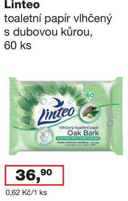 Linteo toaletní papír vlhčený s dubovou kůrou, 60ks 