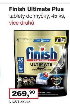 Finish Ultimate Plus tablety do myčky, 45 ks, více druhů