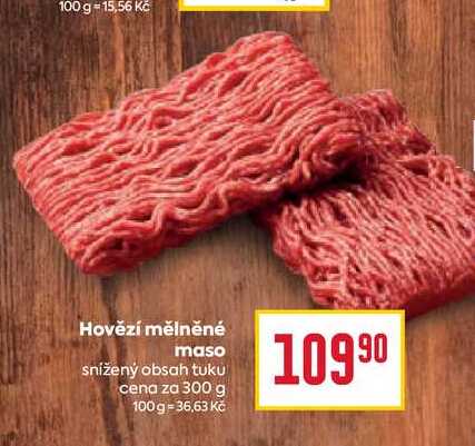 Hovězí mělněné maso snížený obsah tuku cena za 300 g 
