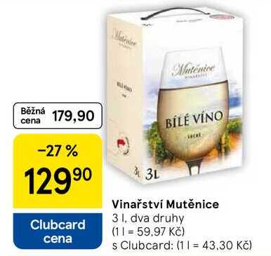 Vinařství Mutěnice, 3 l, dva druhy  