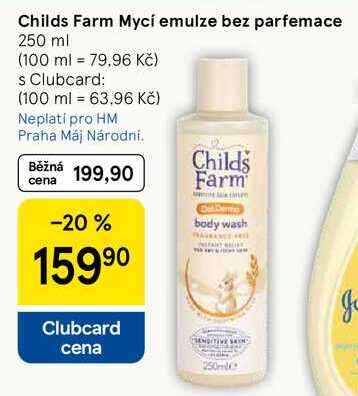Childs Farm Mycí emulze bez parfemace, 250 ml 