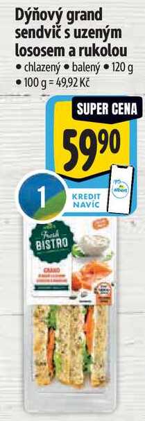 Dýňový grand sendvič s uzeným lososem a rukolou, 120 g