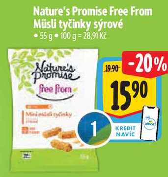 Nature's Promise Free From Müsli tyčinky sýrové, 55 g