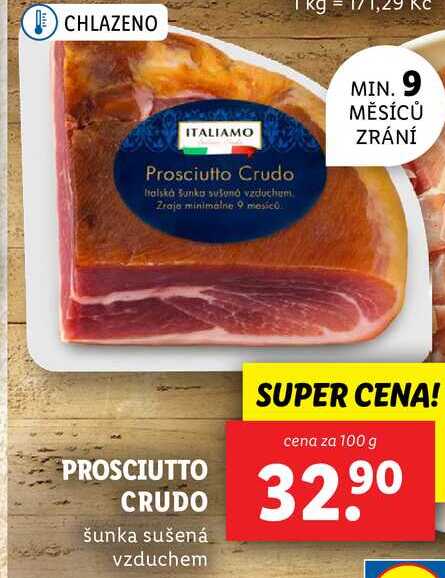 PROSCIUTTO CRUDO, cena za 100 g 