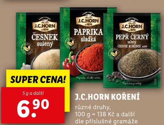 J.C.HORN KOŘENÍ, 5 g a další