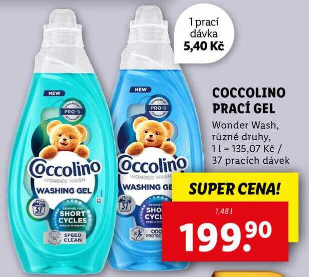 COCCOLINO PRACÍ GEL, 1,48 l/37 PD