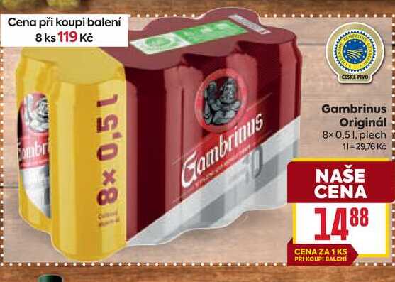 Gambrinus Originál 8x 0,51, plech 