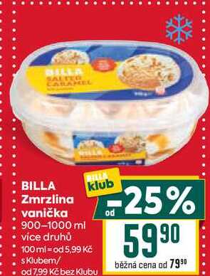 BILLA Zmrzlina vanička 900-1000 ml