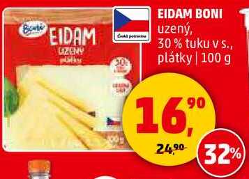 EIDAM BONI uzený, 30% tuku v s., plátky, 100 g 