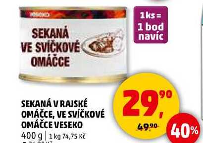 SEKANÁ VE SVÍČKOVÉ OMÁČCE VESEKO, 400 g 