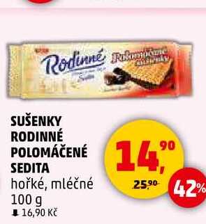 SUŠENKY RODINNÉ POLOMÁČENÉ SEDITA hořké, 100 g 