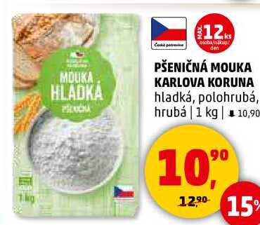 PŠENIČNÁ MOUKA KARLOVA KORUNA hladká, 1 kg
