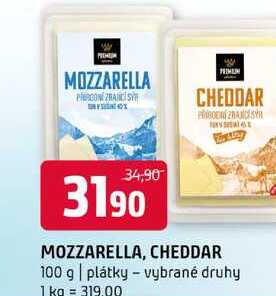 Mozzarella cheddar 100 g plátky vybrané druhy