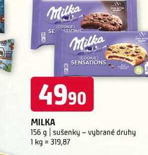 MILKA 156 g sušenky vybrané druhy  v akci