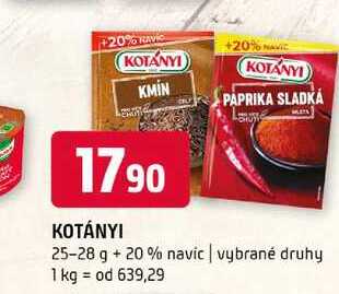 Kotányi 25-28 g +20% navic vybrané druhy 