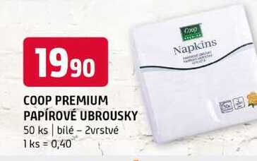 COOP PREMIUM PAPÍROVÉ UBROUSKY 50 ks bílé 2vrstvé 