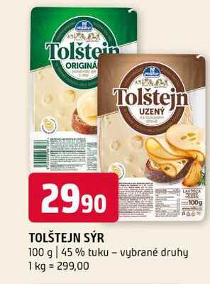 Tolštejn sýr 100 g 45% tuku vybrané druhy