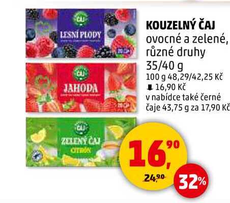 KOUZELNÝ ČAJ ovocné a zelené, různé druhy, 35/40 g  