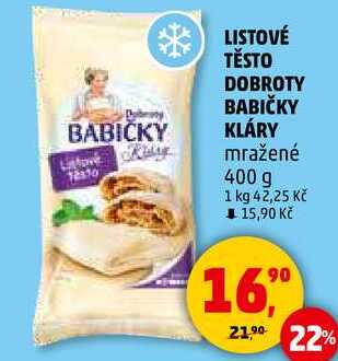 LISTOVÉ TĚSTO DOBROTY BABIČKY KLÁRY mražené, 400 g 