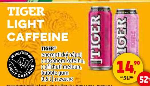 TIGER energetický nápoj s obsahem kofeinu, s příchutí meloun, bubble gum, 0,5 l