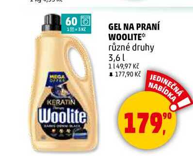 GEL NA PRANÍ WOOLITE různé druhy, 3,6 l 