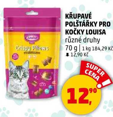 KŘUPAVÉ POLŠTÁŘKY PRO KOČKY LOUISA různé druhy, 70 g 