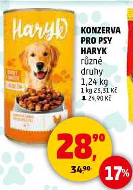 KONZERVA PRO PSY HARYK různé druhy, 1,24 kg  