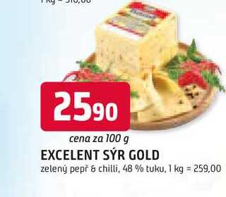 EXCELENT SÝR GOLD zelený pepř & chilli, 48 % tuku, 100 g