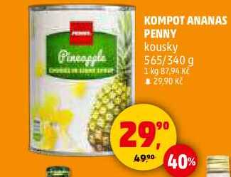 KOMPOT ANANAS PENNY kousky, 565/340 g  