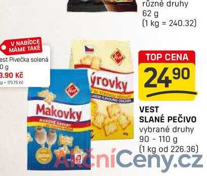VEST SLANÉ PEČIVO vybrané druhy 90-110 g