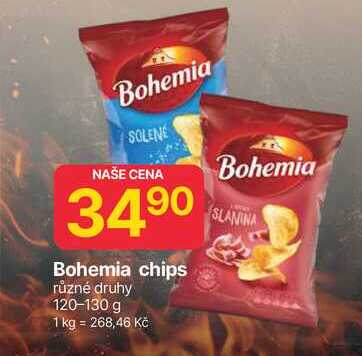 Bohemia chips různé druhy 120-130 g