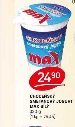 CHOCEŇSKÝ SMETANOVÝ JOGURT MAX BÍLÝ 330 g