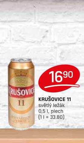 KRUŠOVICE 11 světlý ležák 0,5 1, plech v akci