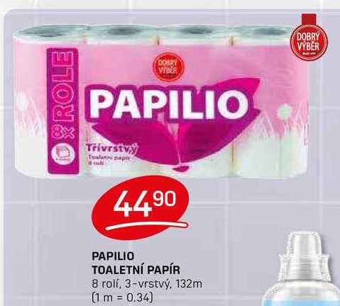 PAPILIO TOALETNÍ PAPÍR 8 rolí, 3-vrstvý