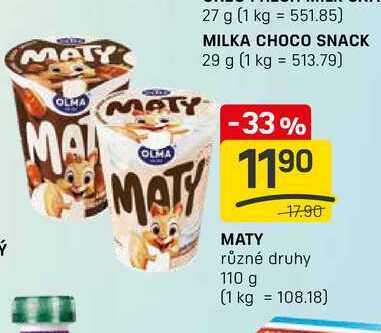  MATY  různé druhy 110 g 