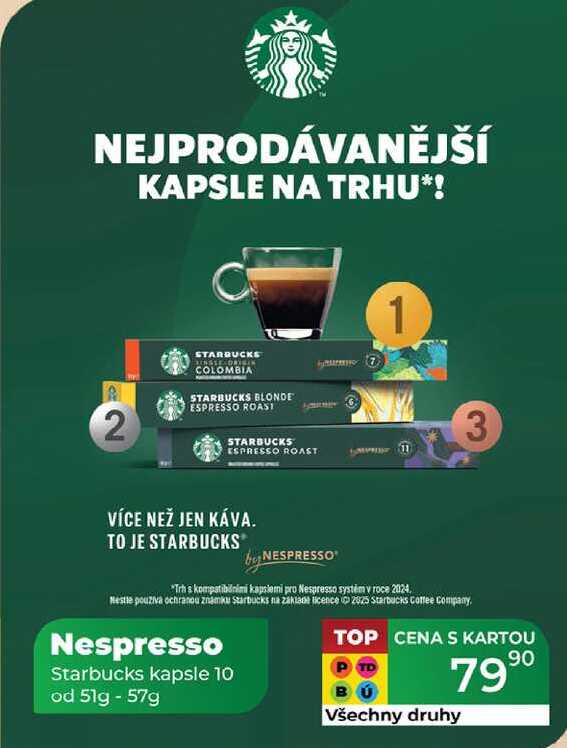 Nespresso Starbucks kapsle 10 od 51g - 57g  