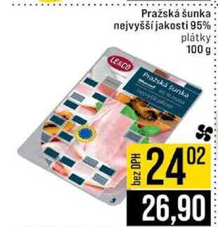 Pražská šunka nejvyšší jakosti 95% plátky 100 g