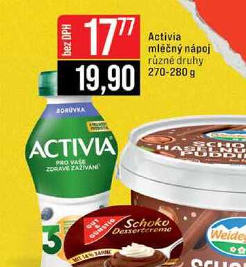 Activia mléčný nápoj různé druhy 270-280 g 