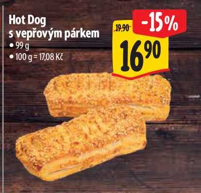 Hot Dog s vepřovým párkem 99 g  
