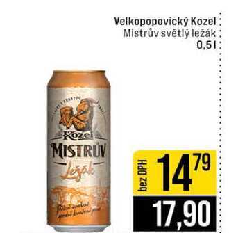 Velkopopovický Kozel Mistrův světlý ležák 0,5l