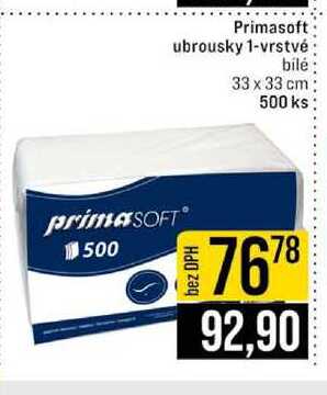 Primasoft ubrousky 1-vrstvé bílé 33 x 33 cm 500 ks