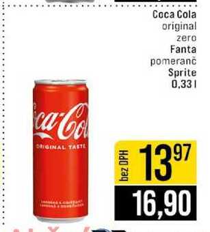 Coca Cola original zero Fanta pomeranč Sprite 0,33l