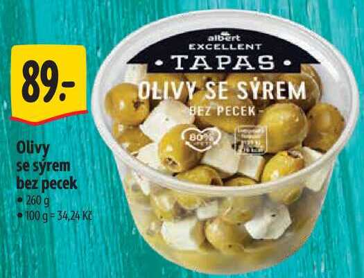 Olivy se sýrem bez pecek, 260 g 