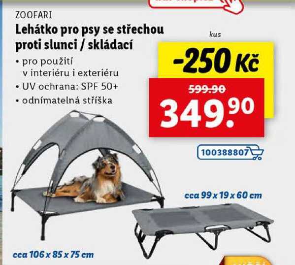 Lehátko pro psy se střechou proti slunci/skládací