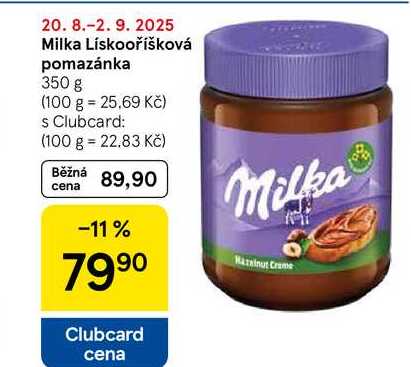 Milka Lískooříšková pomazánka, 350 g 