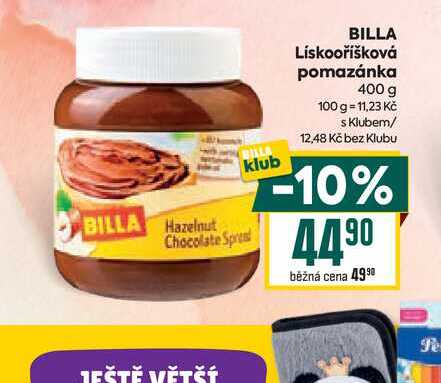 BILLA Lískooříšková pomazánka 400 g 