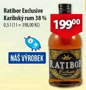 Ratibor Exclusive Karibský rum 38%, 0,5 l
