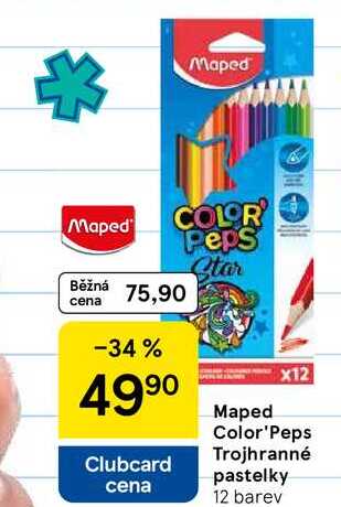 Maped Color'Peps Trojhranné pastelky, 12 barev 